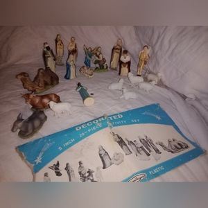 Mid Century Modern Christmas Nativity Scene 20 Piece Set Made In Hong Kong